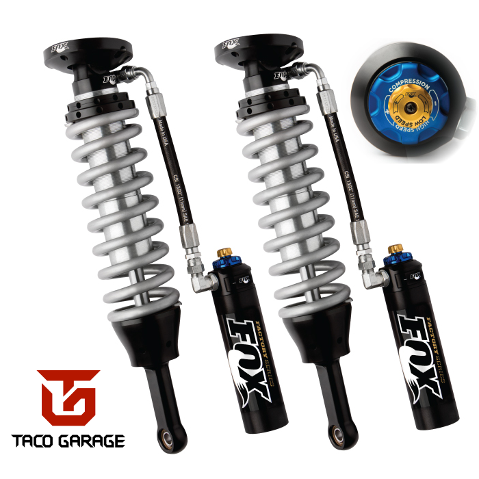 Fox 2.5 Series Adjustable Front Coilover Set, Remote Reservoir, 0-3″ Lift, DSC 2005+